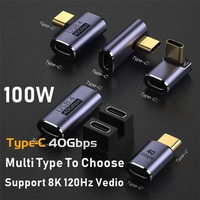 Adaptador USB4 Tipo C de 40 Gbps, Ángulo Recto de 90 Grados y Conector en Forma de U de 180 Grados, USB C Macho a Hembra, 100 W, Conector de Video 8K