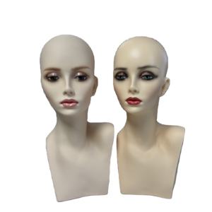 Cabeza de Maniquí Femenina Realista de Cuello Largo Profesional de PVC Barata al por Mayor con Hombros <span class=keywords><strong>y</strong></span> Maquillaje para Exhibición de Pelucas - Product Image 5
