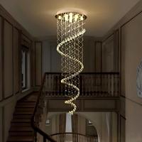 Lustre moderne de luxe en cristal, grand luminaire suspendu en spirale pour villa, hall de grande hauteur, projet hôtelier