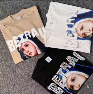 Alta calidad Boxy impresión recortada 100% fabricantes de ropa de algodón en blanco liso Casual Drop Shoulder Streetwear hombres camiseta - Product Image 6