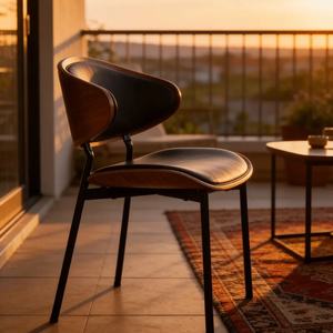 Ghế ăn cong ghép da-gỗ cho nhà/văn phòng - Product Image 3