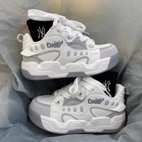 2025 femmes à semelles épaisses Ins baskets Harajuku décontracté toile chaussures en caoutchouc hauteur accrue couleur unie à lacets été maille