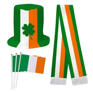 Foulard de fête irlandais personnalisé, foulard patrtrique, chapeau Shamrock, drapeau à main, accessoires pour les décorations de fête St Patrick