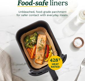 Disposable Double-Sided Air Fryer Liners 150 Pack 86x55" Rectangle | Recyclable Food-grade Unbleached Silicone-Coated Non-Stick - Product Image 4