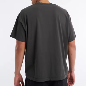 Camiseta de Verano Lisa con Cuello Redondo, Estilo Vintage, Hombros Caídos, de Algodón de Diseñador, de Gran Gramaje, Lisa y Oversize - Product Image 4