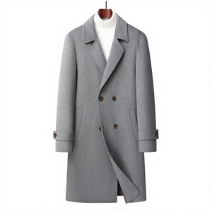 Abrigo <span class=keywords><strong>de</strong></span> Lana Tejida <span class=keywords><strong>de</strong></span> Invierno para Hombre, Corte Largo, Estilo Casual, Doble Botonadura, Chaqueta Juvenil - Product Image 4