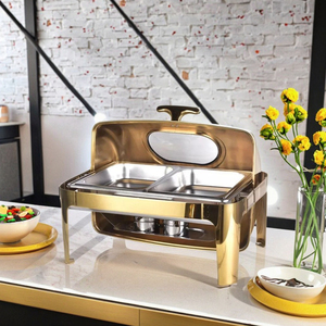 Golden <span class=keywords><strong>Hotel</strong></span> Catering Acero inoxidable Buffet Calentador de alimentos Método de calentamiento de combustible para plato de frotamiento y catering - Product Image 4