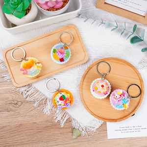 Handmade Rubber Cartoon Cake <b>Model</b> Simulation Cream <b>Glue</b> Egg Tart 3D Keychain Offset Printing Hard-Wearing Party Decor Play Toy - Product Image 4