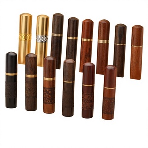 Étui à aiguilles en bois, <span class=keywords><strong>tube</strong></span> de rangement pour aiguilles à coudre en laiton, outil portable pour le travail du cuir - Product Image 3