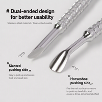 Pousse-cuticules double extrémité russe TSZS en acier inoxydable, outil de préparation des ongles pour salon de manucure
