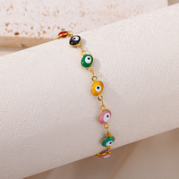 Dainty émail diable oeil chanceux Protection Bracelet multicolore réglable mauvais yeux charme perle Bracelet pour femmes et hommes