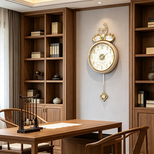 <span class=keywords><strong>Horloge</strong></span> <span class=keywords><strong>murale</strong></span> élégante de style français, <span class=keywords><strong>horloge</strong></span> <span class=keywords><strong>murale</strong></span> décorative haut de gamme en blanc crème et or avec détail en nacre - Product Image 3