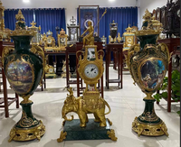 3 pièces de mécanisme répétiteur de 15 jours en laiton antique de style français, motif 'Éléphant', pour horloge de sol et porte-bougies