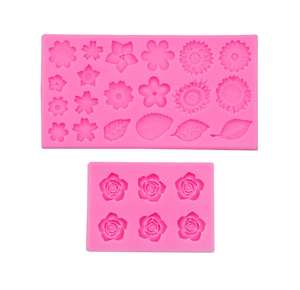 <span class=keywords><strong>Molde</strong></span> Decorativo para Pastel con Diseño <span class=keywords><strong>de</strong></span> Rosas, Hojas, Girasoles, Margaritas Pequeñas, Combinaciones <span class=keywords><strong>de</strong></span> Flores y Hojas, Ecológico, Color <span class=keywords><strong>Rosa</strong></span> Chocolate - Product Image 1