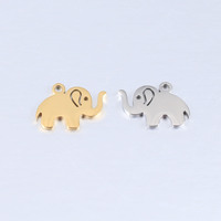 Pendentif DIY en forme d'éléphant mignon, en acier inoxydable poli miroir