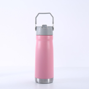 Bouteille d'eau isotherme de haute qualité à large ouverture 650 ml en acier inoxydable, gourde de voyage à double paroi avec couvercle à paille - Product Image 4