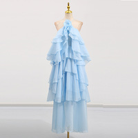 Robe longue sexy pour femme, dos nu, sans bretelles, sans manches, style minimaliste, patchwork floral, style doux pour les occasions de jour