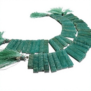 Perles d'Amazonite Naturelle Longues Forme Baguette, Perles Briolette Percées sur le Côté - Product Image 1