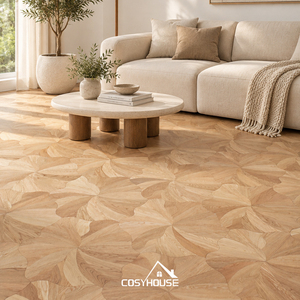 Parquet géométrique en chêne fumé de luxe, sol en bois organique, design personnalisé pour les projets d'intérieur modernes - Product Image 3