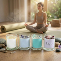 Bougie cylindrique artisanale SKYLIA de luxe, marque privée, écologique, à l'huile essentielle et à la cire de soja, aromathérapie, avec boîte en cristal, fabriquée en Chine