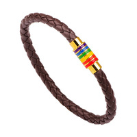 TG-1187 Vente en gros Bracelets magnétiques tendance en cuir PU avec fermoir arc-en-ciel, forme géométrique, unisexe, pour anniversaire