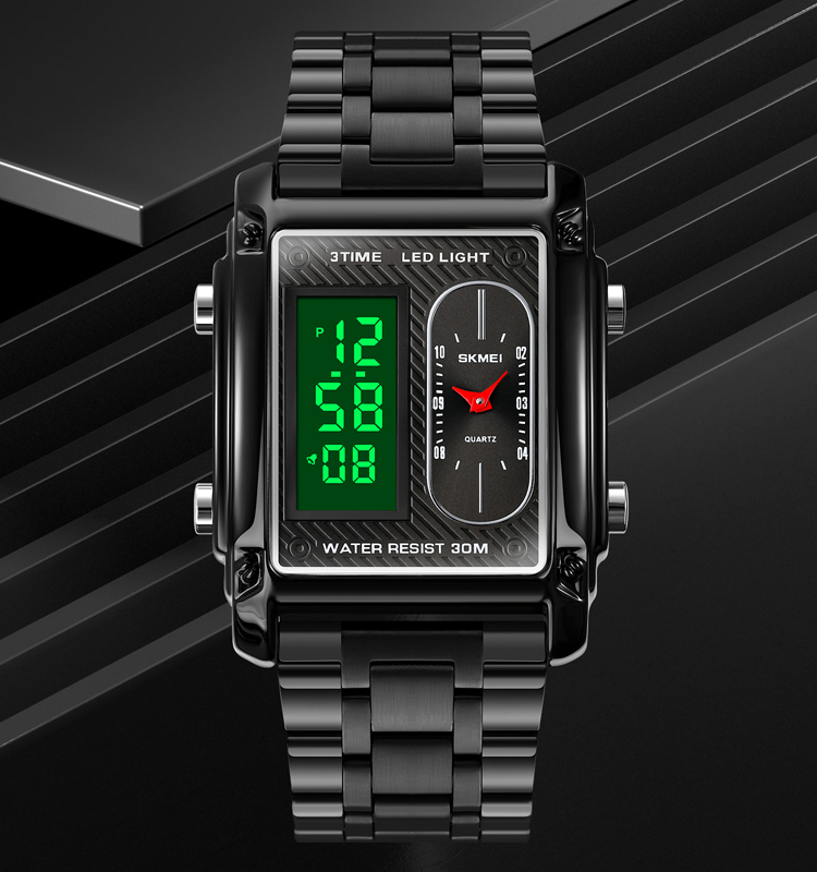 Skmei 1868 Men's Waterproof Digital Watch, Leather Strap, 30M