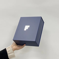 Emballage en papier de masseur de fitness avec logo en argent chaud de conception personnalisée haut de gamme boîtes rigides bleu marine boîte-cadeau à rabat magnétique