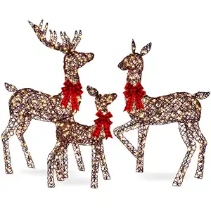 Lize size 5ft Family Deer Buck Doe Fawn Christmas lighted reindeer motif light christmas yard decorations outdoor