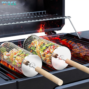 SeeMore Selección 304 Cilindro de acero inoxidable Parrilla Malla Barbacoa redonda al aire libre Parrilla de acero inoxidable Cesta - Product Image 1