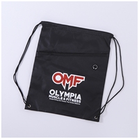 Sac à dos à cordon de serrage en Oxford imperméable personnalisé avec logo promotionnel, 210D 420D polyester, sport, gym, poche zippée, trou pour écouteurs