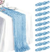 Lot de 10 chemins de table en gaze de coton bleu clair, style bohème rustique, semi-transparents, pour la décoration de table à manger