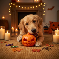 Jouet pour chien en caoutchouc en forme de citrouille, mignon, qui couine et change de couleur pour Halloween