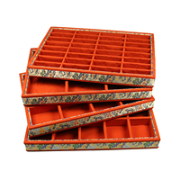 Plateau à bijoux en brocart de style rétro, plateau de présentation de luxe en tissu pour bracelets et pendentifs, plateau de présentation d'ornements Wenwan
