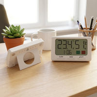 Termometer Higrometer Digital Multifungsi Plastik untuk Ruangan, Monitor Suhu dan Kelembapan, Jam Alarm Nyaman untuk Kamar Bayi