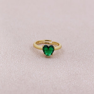 Anello aperto in zirconio cubico a forma di cuore colorato 18K oro placcato con cuore anelli da dito - Product Image 5