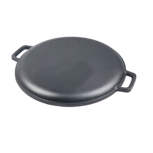 Layanan pengecoran pasir kustom panci Pizza besi cor panggangan penggorengan datar panekuk pra-bumbu BBQ berkemah luar ruangan - Product Image 3
