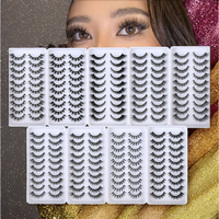 NOUVEAU Lot de 10 paires de faux cils 8D effet œil de chat, en poils synthétiques faits main, sans cruauté animale, effet vison, longs, épais et volumineux, pour un look spectaculaire