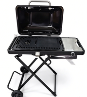 Nouvelle Arrivée Direct Usine OEM Barbecue de Camping Pliable et Portable d'Extérieur avec Roues, Gril à Gaz Démontable sur Roulettes avec Table