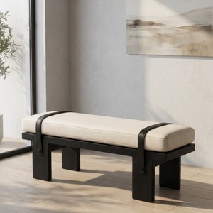 Panca Lunga in Legno Massello Stile Nordico, Design Moderno <span class=keywords><strong>per</strong></span> Soggiorno, Portascarpe Artistico, Panca <span class=keywords><strong>per</strong></span> Ingresso e Armadio - Product Image 4
