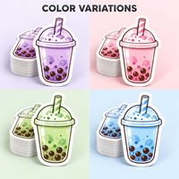 Autocollants en PVC personnalisés pour papeterie, impression couleur, découpe à la forme, autocollants brillants découpés à la forme pour Bubble Tea