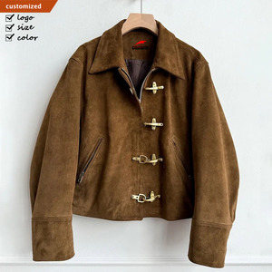 Fabricants de vestes pour hommes en cuir suédé avec boucle à fermoir vintage de pompier, design personnalisé - Product Image 1