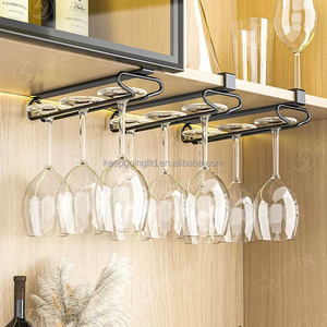 Bar di bawah kabinet rak gantung cangkir anggur kaca gelas Stemware Goblet Organizer penyimpanan pemegang rak gantungan di bawah kabinet - Product Image 1