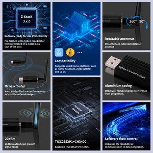 Haozee <span class=keywords><strong>Zigbee</strong></span> 3.0 USB Dongle akıllı ev <span class=keywords><strong>ZigBee</strong></span> kablosuz ağ geçidi ev yardımcısı ZHA Hotels bee2mqtt oteller garajlar için destekler - Product Image 6