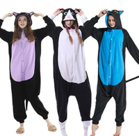 Pyjama une pièce à thème animalier mixte pour adultes, en polyester/coton, taille élastique, pour l'hiver, à porter de jour comme de nuit