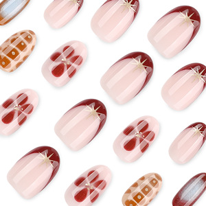 Uñas Postizas en Oferta, Estilo Francés Floral, Puntas de Uñas Usables, Parches de Uñas Artificiales al por Mayor - Product Image 3