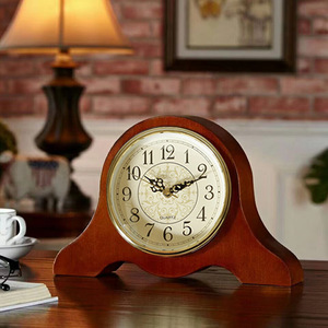 Solid Wood <b>Table</b> <b>Clock</b> Circular Quartz Movement Desktop <b>Clock</b> Furniture Colored Face - Product Image 1