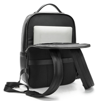 Sac à dos décontracté pratique et élégant, unisexe, en cuir noir avec un design simple et des détails de couture décoratifs