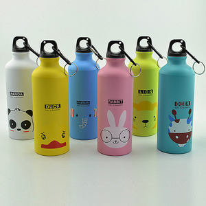 Botella de agua deportiva de aluminio de 500ml, botella con patrón de animales de dibujos animados para niños, botellas de elefante, León, conejo - Product Image 6