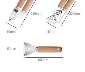 Ustensiles de cuisine écologiques en acier inoxydable avec manche en bois grainé, accessoires antidérapants, coupe-<span class=keywords><strong>pizza</strong></span> en bambou - Product Image 4