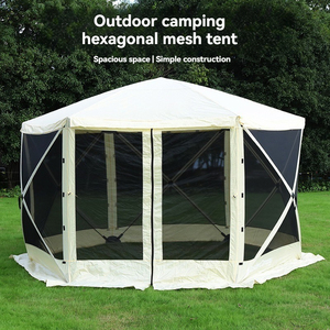 Tente cloche en toile Oxford coupe-vent à montage rapide pour 4-6 personnes, abri familial/commercial imperméable avec piquets hexagonaux - Product Image 1